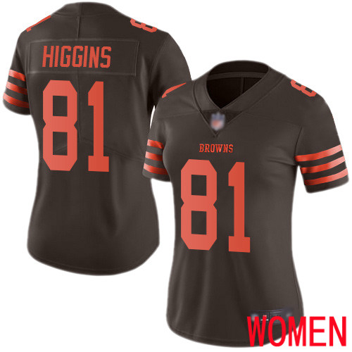Cleveland Browns Rashard Higgins Women Brown Limited Jersey 81 NFL Football Rush Vapor Untouchable